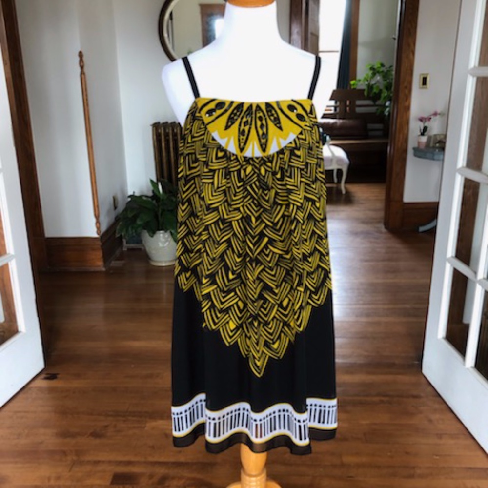 ICE Geometric Dress with Black Beading Size 8 Runs Large